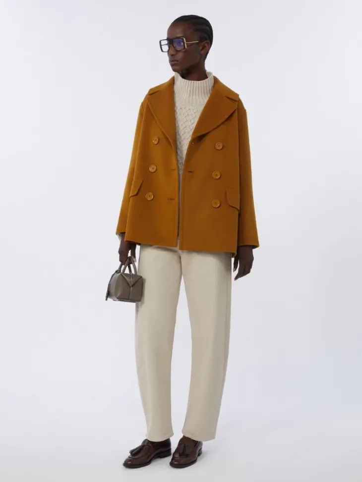 Cable-knit wool and cashmere polo-neck sweater - WHITE