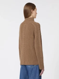 Cable-knit wool and cashmere polo-neck sweater - MUD