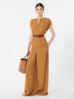 Cady blouse with flounce - CARAMEL