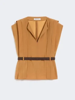 Cady blouse with flounce - CARAMEL