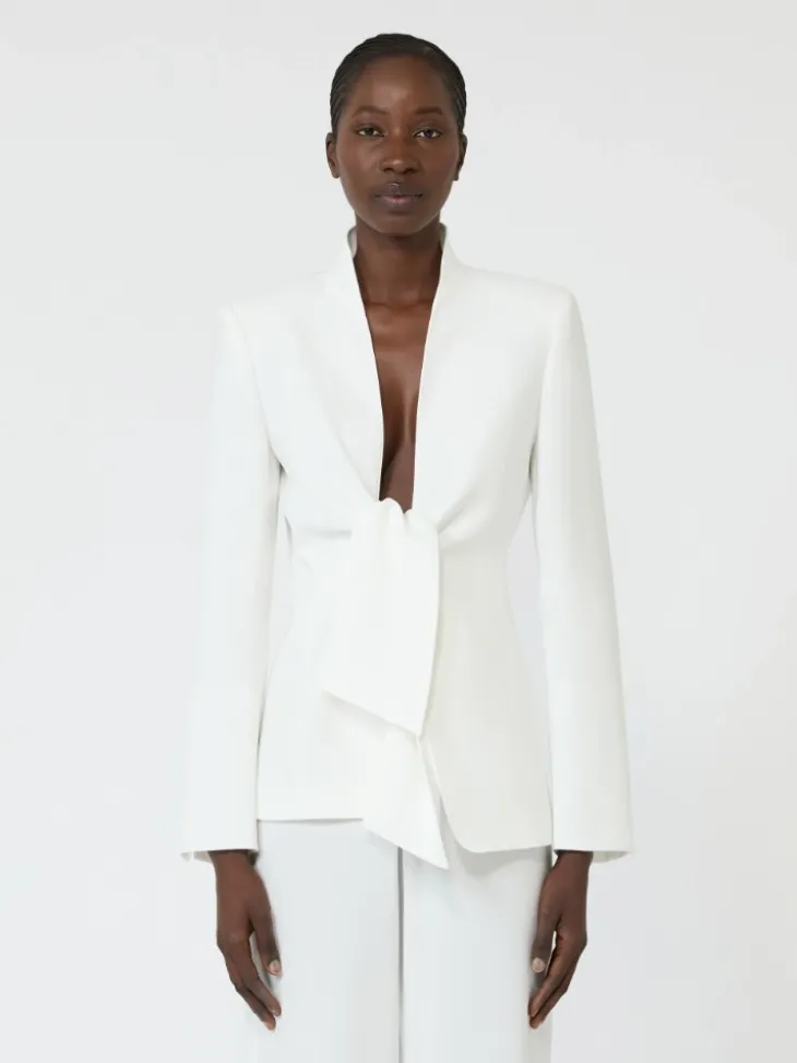 Cady jacket with sash detail - WHITE