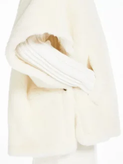 Cape in alpaca and wool Teddy fabric - OPTICAL WHITE
