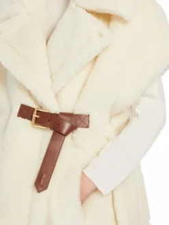 Cape in alpaca and wool Teddy fabric - OPTICAL WHITE