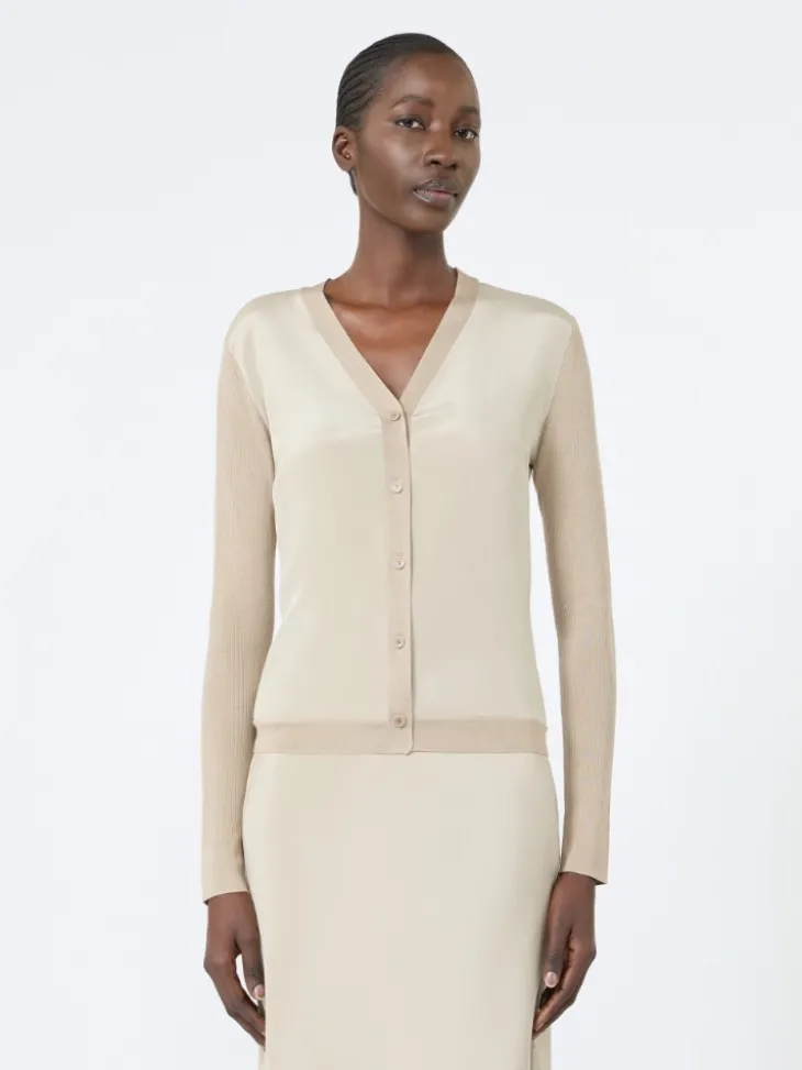 Cashmere and silk cardigan - STONE