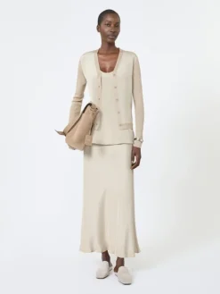 Cashmere and silk cardigan - STONE