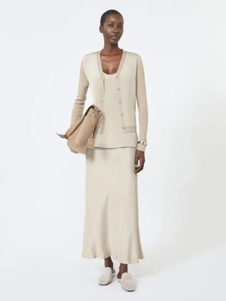 Cashmere and silk cardigan - STONE