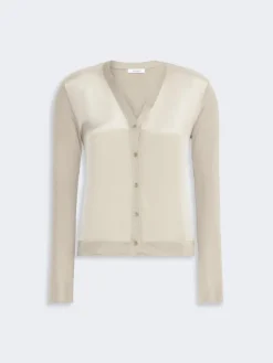 Cashmere and silk cardigan - STONE