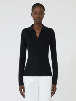 Cashmere and silk polo sweater - ULTRAMARINE