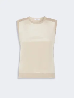 Cashmere and silk yarn sweater - STONE