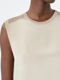 Cashmere and silk yarn sweater - STONE