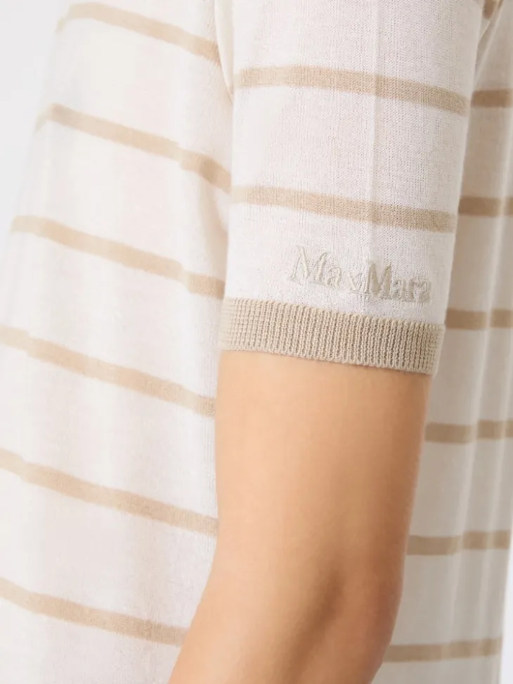 Cashmere and silk yarn sweater - BEIGE
