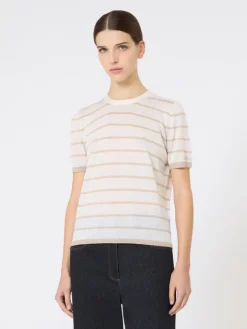 Cashmere and silk yarn sweater - BEIGE