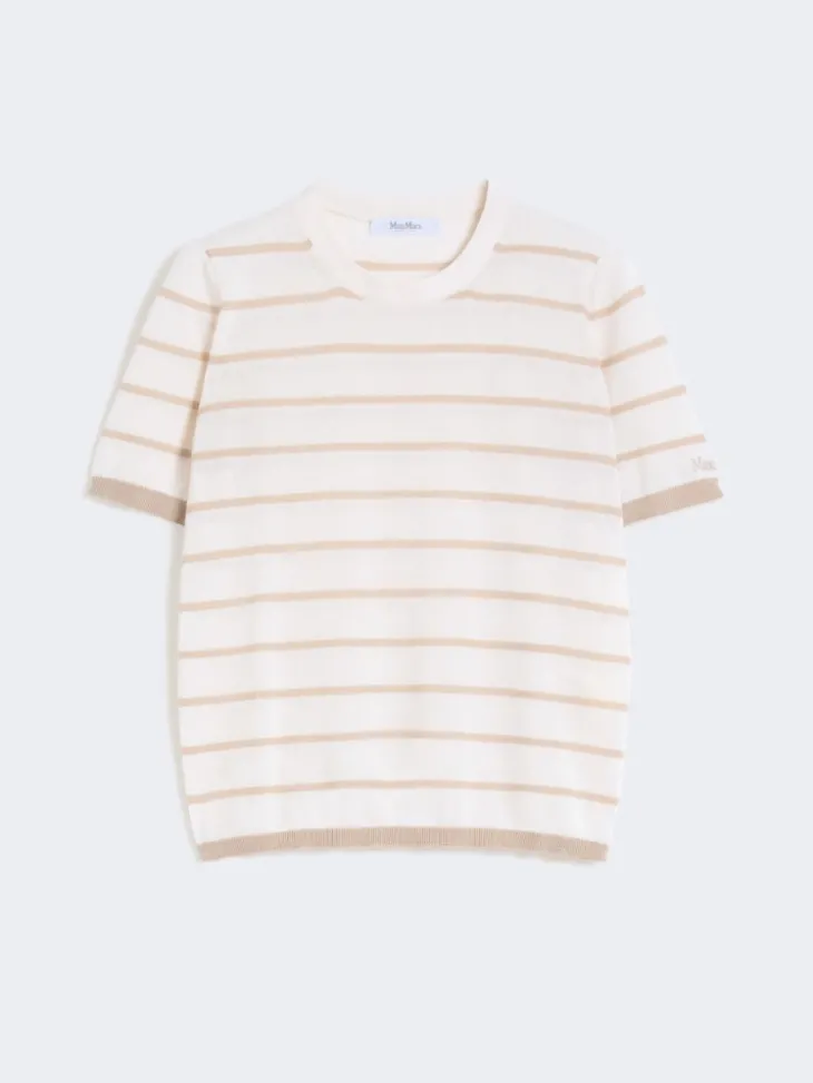 Cashmere and silk yarn sweater - BEIGE