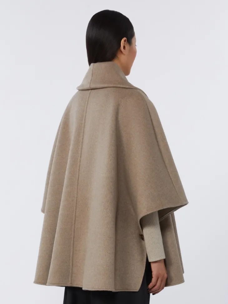 Cashmere cape with scarf detail - TAWNY BRONZE BROWN