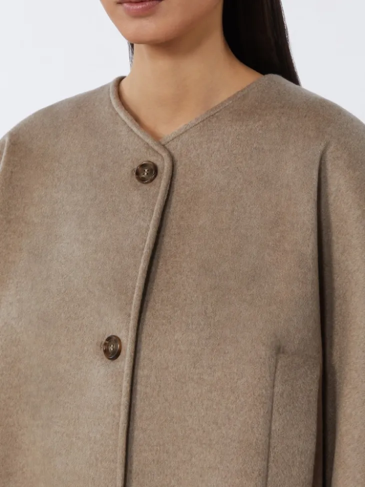 Cashmere cape with scarf detail - TAWNY BRONZE BROWN