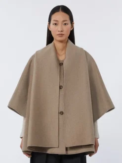 Cashmere cape with scarf detail - TAWNY BRONZE BROWN