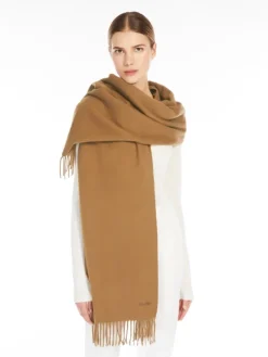 Cashmere logo stole - CAMEL