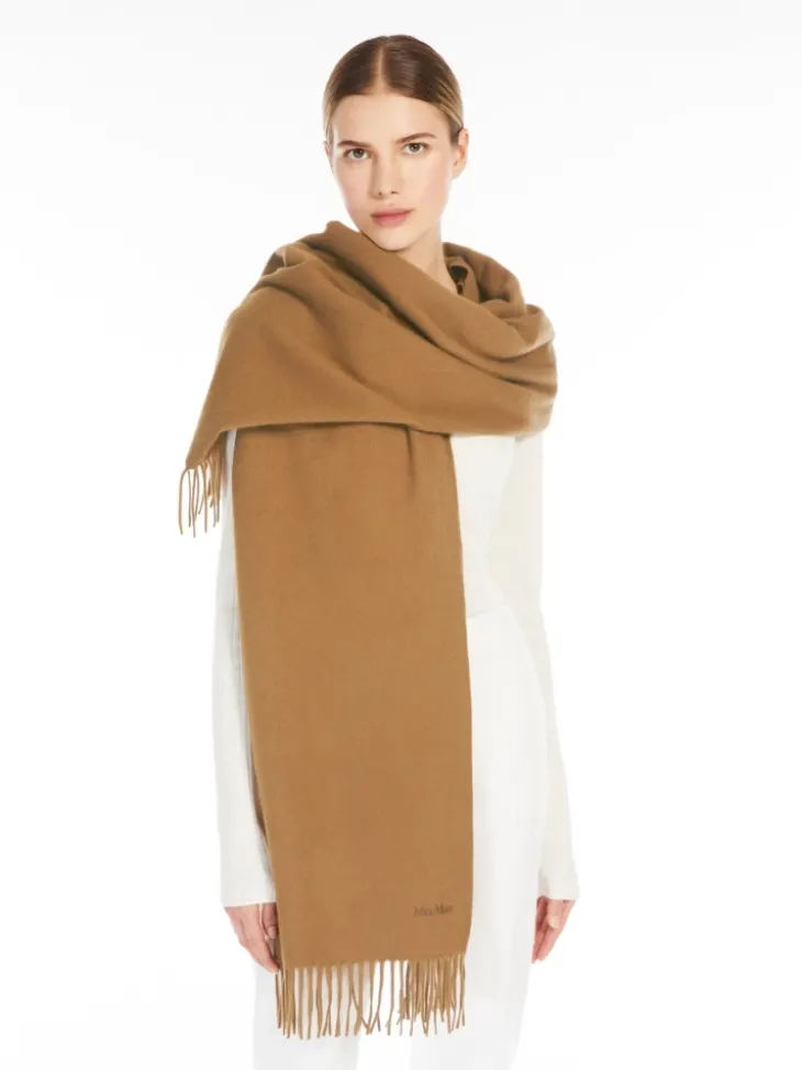 Cashmere logo stole - CAMEL