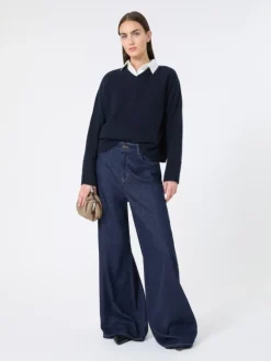 Cashmere V-neck sweater - NAVY