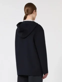 Cashmere, wool and silk hooded coat - NAVY