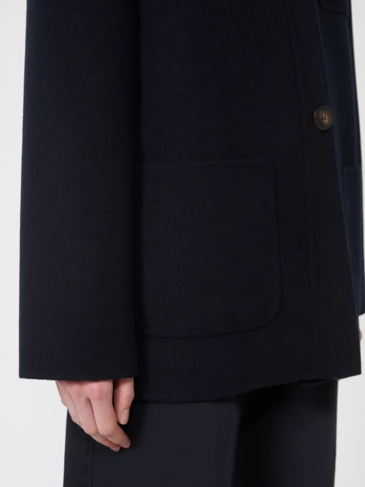 Cashmere, wool and silk hooded coat - NAVY