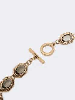 Choker necklace with settings - LIGHT GREY