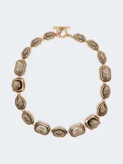 Choker necklace with settings - LIGHT GREY
