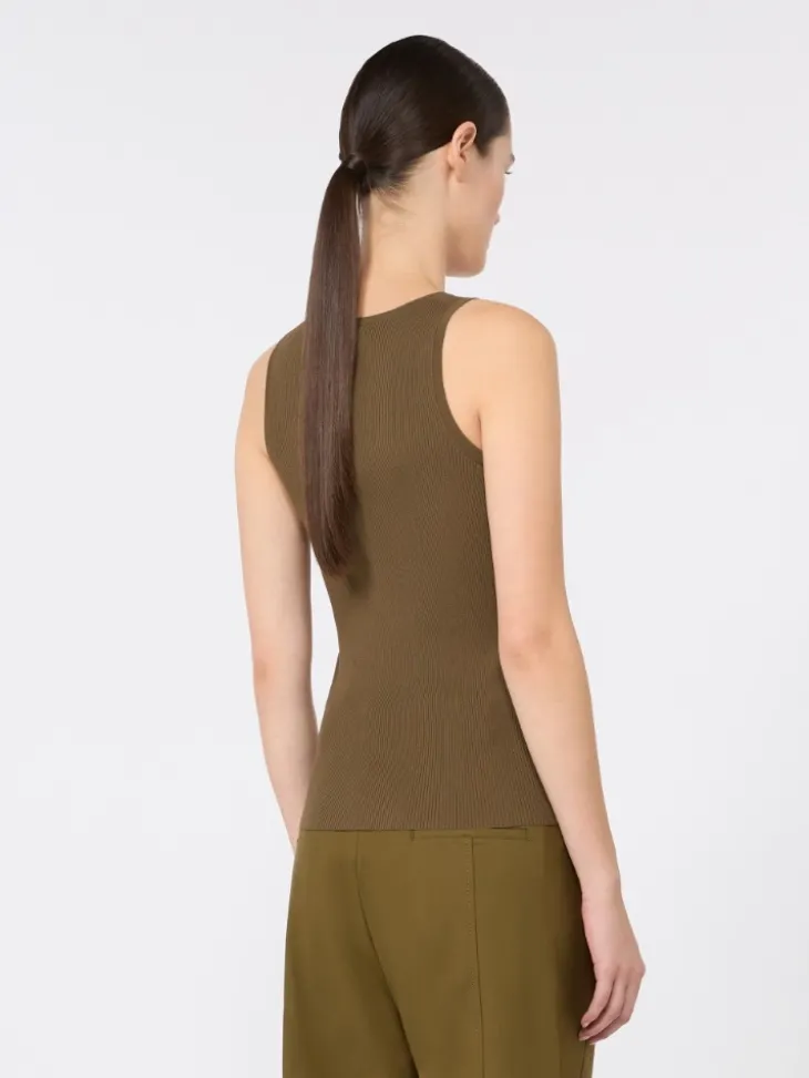 Close-fitting viscose crêpe jumper - MUD