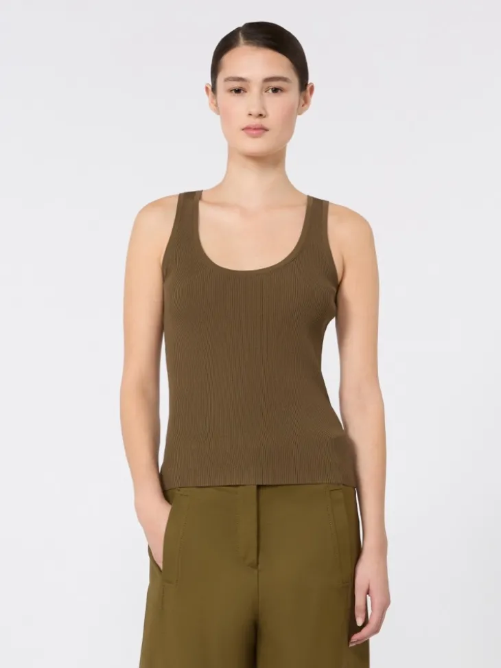 Close-fitting viscose crêpe jumper - MUD