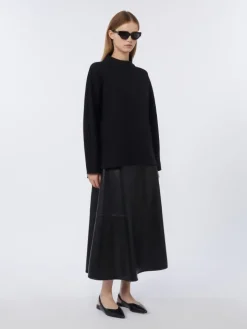Coated fabric skirt - BLACK