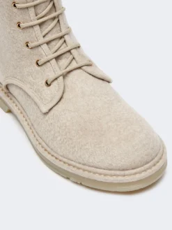 Combat boots in pure cashmere - BEIGE