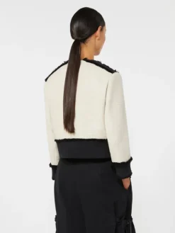Cotton and linen basketweave jacket - BEIGE