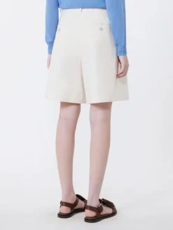 Cotton and linen canvas Bermuda shorts - ECRU