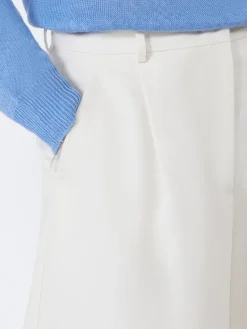 Cotton and linen canvas Bermuda shorts - ECRU