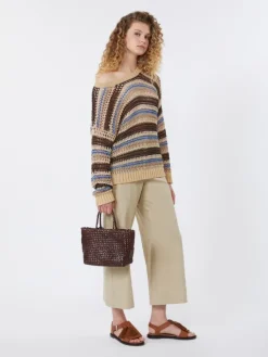 Cotton and linen canvas trousers - SAND