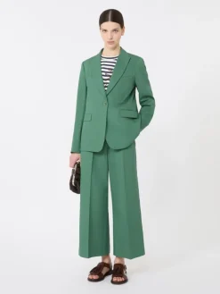 Cotton and linen canvas trousers - GREEN