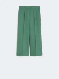 Cotton and linen canvas trousers - GREEN