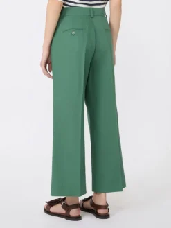 Cotton and linen canvas trousers - GREEN
