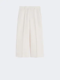 Cotton and linen canvas trousers - ECRU