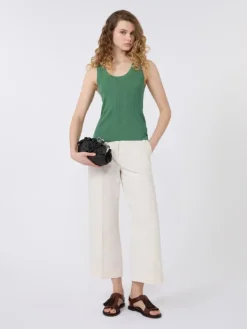 Cotton and linen canvas trousers - ECRU