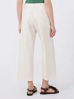 Cotton and linen canvas trousers - ECRU