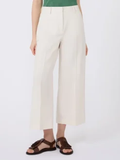 Cotton and linen canvas trousers - ECRU