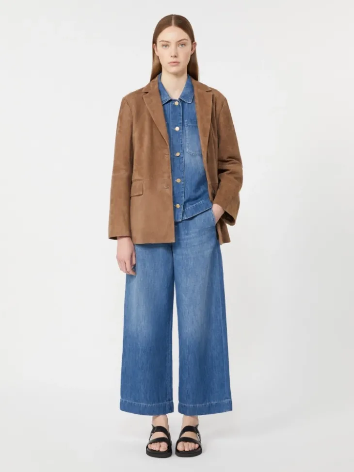 Cotton and linen denim jacket - NAVY