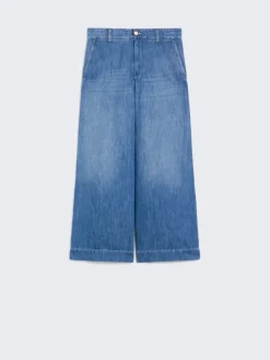 Cotton and linen denim jeans - NAVY