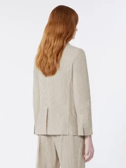 Cotton and linen seersucker blazer - SAND