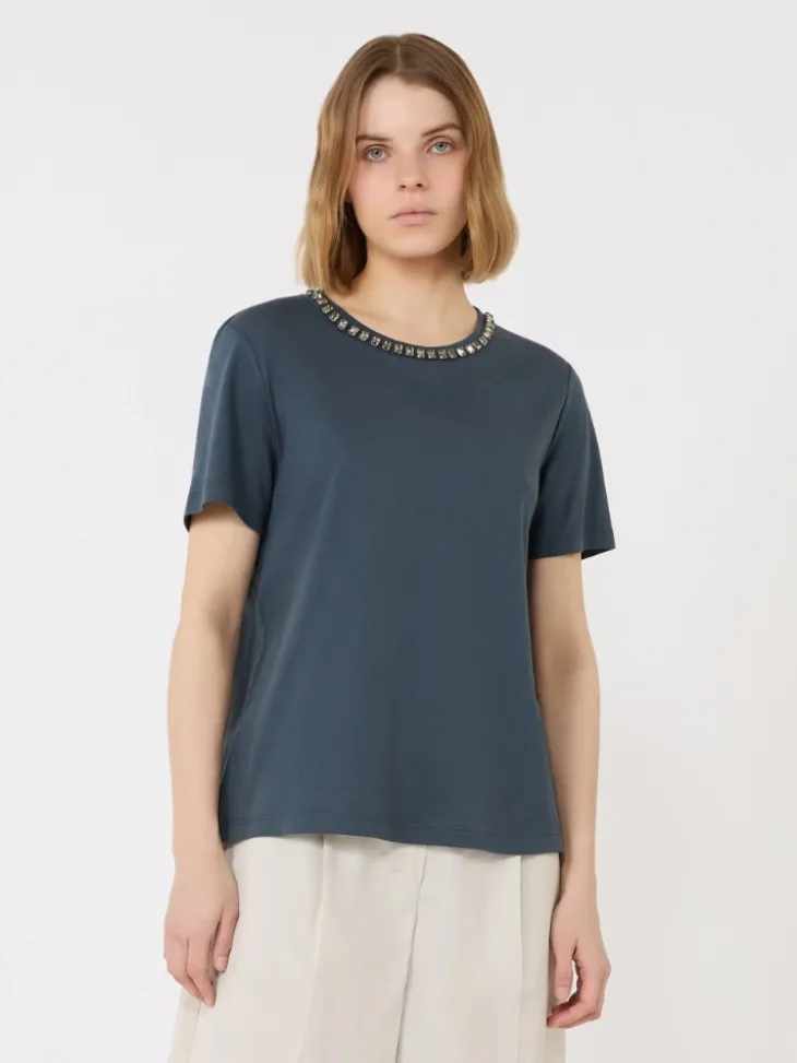 Cotton and modal T-shirt - ULTRAMARINE