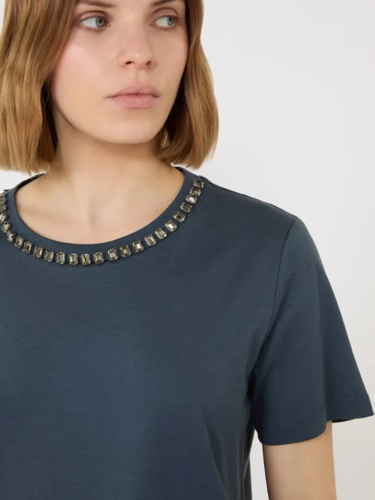 Cotton and modal T-shirt - ULTRAMARINE