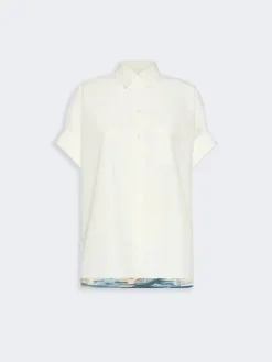 Cotton and printed silk shirt - WHITE