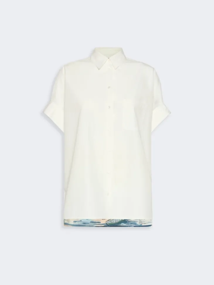 Cotton and printed silk shirt - WHITE