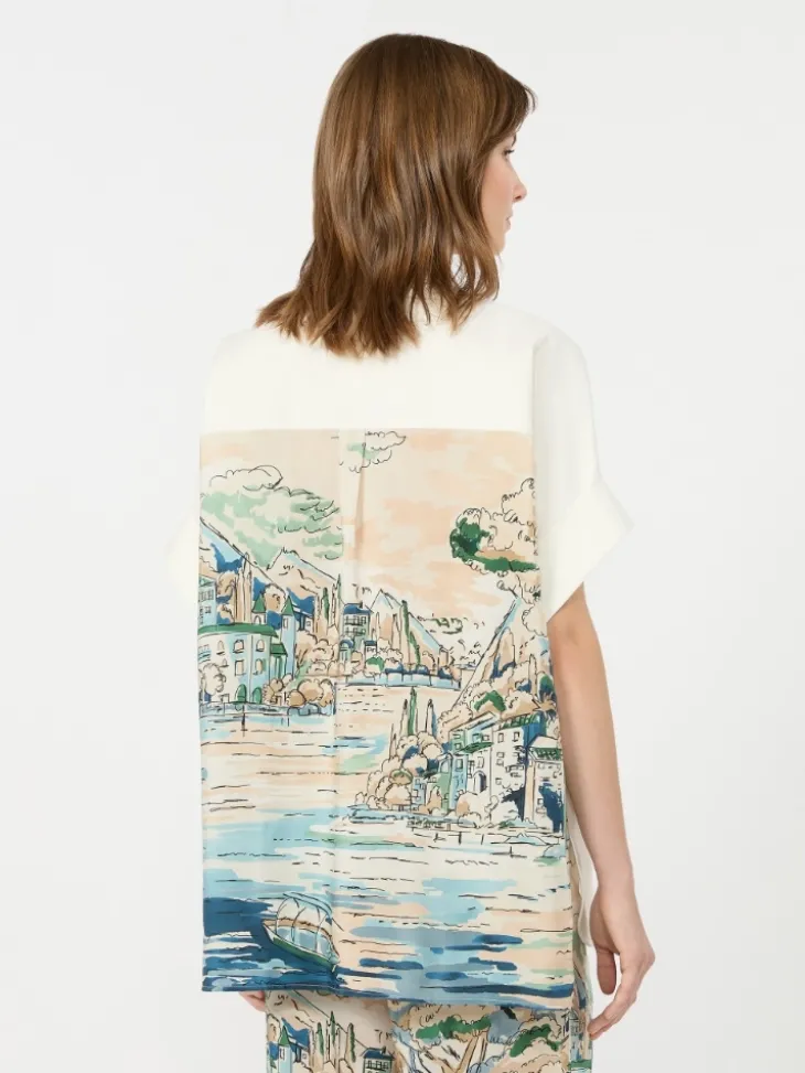 Cotton and printed silk shirt - WHITE